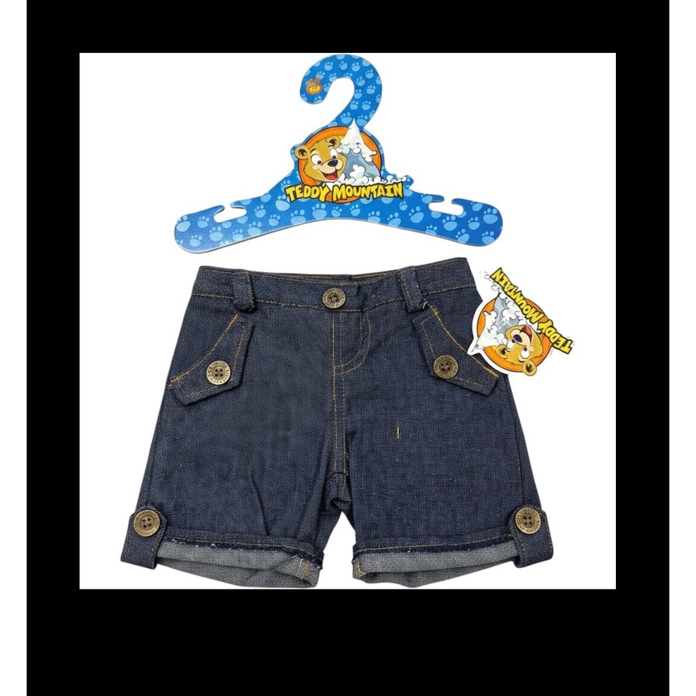 Teddy Mountain 16 inch Plush Clothes Denim Jeans Shorts Dark Wash NWT 2661